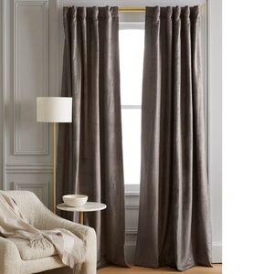 NWOT QUINCE 48x96 Luster Velvet Room Darkening Curtain Slate 9950